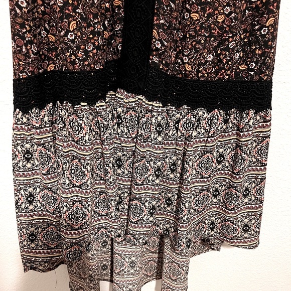 Knox Rose Black Floral Boho Cottage Embroidered Hi-lo Midi Strapless Dress Sz M - Picture 2 of 7